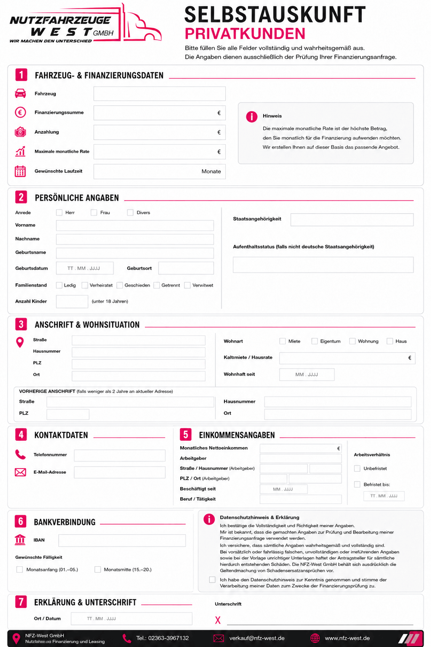Selbstauskunft Privatkunde - Page 1